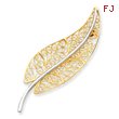 14k Two-Tone Gold Filigree Leaf Pin