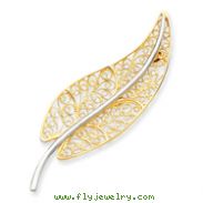 14k Two-Tone Gold Filigree Leaf Pin