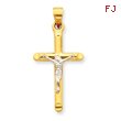 14K Two-tone Gold Hollow Crucifix Pendant