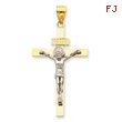 14K Two-Tone Gold INRI Crucifix Pendant