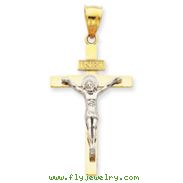 14K Two-Tone Gold INRI Crucifix Pendant