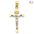 14K Two-Tone Gold INRI Crucifix Pendant