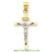 14K Two-Tone Gold INRI Crucifix Pendant