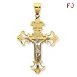 14K Two-Tone Gold INRI Crucifix Pendant