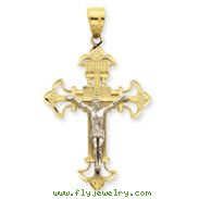 14K Two-Tone Gold INRI Crucifix Pendant