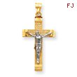 14K Two-Tone Gold INRI Crucifix Pendant