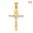 14K Two-Tone Gold INRI Crucifix Pendant