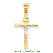 14K Two-Tone Gold INRI Crucifix Pendant