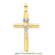 14K Two-Tone Gold INRI Crucifix Pendant
