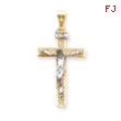 14K Two-Tone Gold INRI Crucifix Pendant