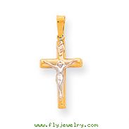 14K Two-Tone Gold INRI Crucifix Pendant
