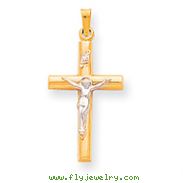 14K Two-Tone Gold INRI Crucifix Pendant
