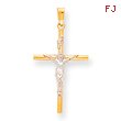 14K Two-Tone Gold INRI Crucifix Pendant