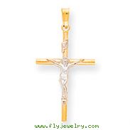 14K Two-Tone Gold INRI Crucifix Pendant