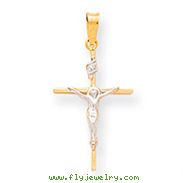 14K Two-Tone Gold INRI Crucifix Pendant