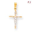 14K Two-Tone Gold INRI Crucifix Pendant