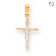 14K Two-Tone Gold INRI Crucifix Pendant