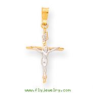14K Two-Tone Gold INRI Crucifix Pendant
