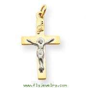 14K Two-Tone Gold INRI Crucifix Pendant