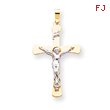 14K Two-Tone Gold INRI Crucifix Pendant