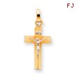 14K Two-Tone Gold INRI Hollow Crucifix Pendant