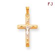 14K Two-Tone Gold INRI Hollow Crucifix Pendant