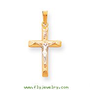 14K Two-Tone Gold INRI Hollow Crucifix Pendant