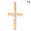 14K Two-Tone Gold INRI Hollow Crucifix Pendant