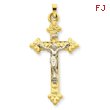 14K Two-Tone Gold INRI Hollow Crucifix Pendant