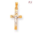 14K Two-Tone Gold INRI Hollow Crucifix Pendant