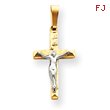 14K Two-Tone Gold INRI Hollow Crucifix Pendant