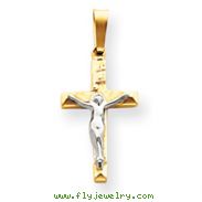 14K Two-Tone Gold INRI Hollow Crucifix Pendant