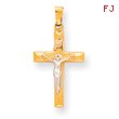 14K Two-Tone Gold INRI Hollow Crucifix Pendant