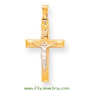 14K Two-Tone Gold INRI Hollow Crucifix Pendant