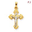 14K Two-Tone Gold INRI Hollow Crucifix Pendant