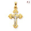 14K Two-Tone Gold INRI Hollow Crucifix Pendant