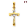 14K Two-Tone Gold INRI Hollow Crucifix Pendant