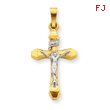 14K Two-Tone Gold INRI Hollow Crucifix Pendant