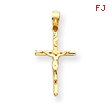 14K Two-Tone Gold INRI Hollow Crucifix Pendant