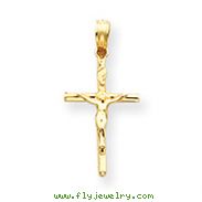 14K Two-Tone Gold INRI Hollow Crucifix Pendant
