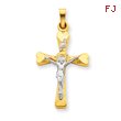 14K Two-Tone Gold INRI Hollow Crucifix Pendant