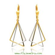 14K Two-Tone Gold Leverback Drop Earrings