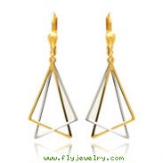 14K Two-Tone Gold Leverback Drop Earrings