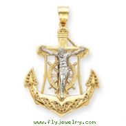 14K Two-Tone Gold Mariner's Cross Pendant