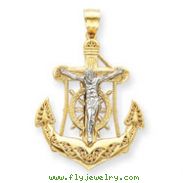 14K Two-Tone Gold Mariner's Cross Pendant