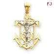 14K Two-Tone Gold Mariner's Crucifix Pendant