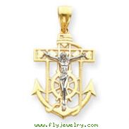 14K Two-Tone Gold Mariner's Crucifix Pendant