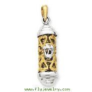14K Two-Tone Gold Mezuzah Pendant