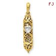 14K Two-Tone Gold Mezuzah With Shin Charm