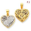 14K Two-Tone Gold Mini Reversible Mom Heart Pendant